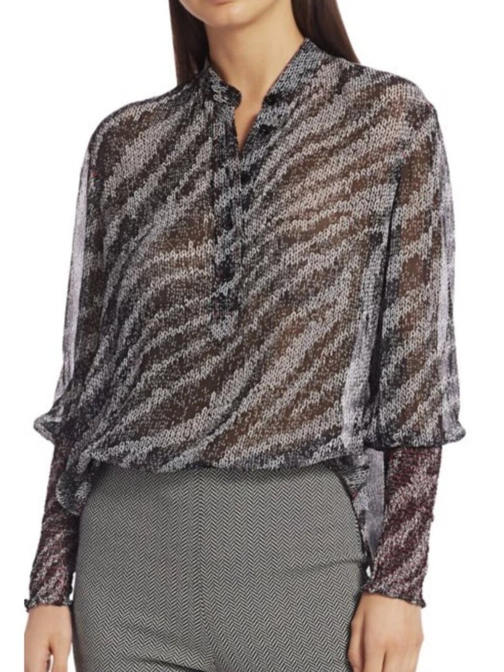 Rag & Bone Sheer Silk Zebra Print Blouse | Size S | Great Condition